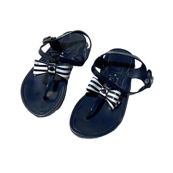 Gap Kids Nautical Bow Rubber Sandals Navy White - Picture 1 of 3